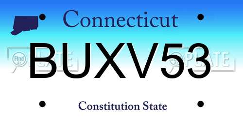 BUXV53 Connecticut License Plate