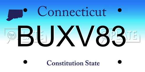 BUXV83 Connecticut License Plate