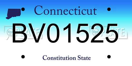 BV01525 Connecticut License Plate