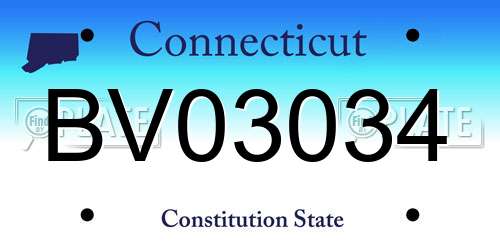 BV03034 Connecticut License Plate