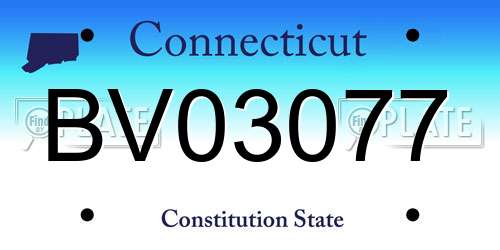 BV03077 Connecticut License Plate