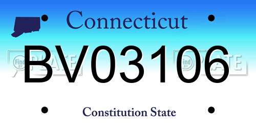 BV03106 Connecticut License Plate