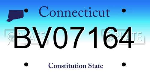 BV07164 Connecticut License Plate