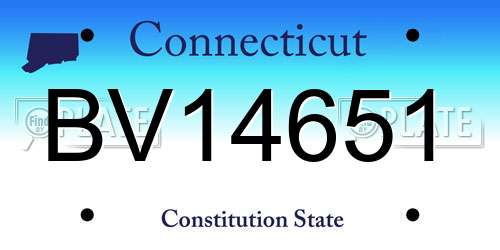 BV14651 Connecticut License Plate