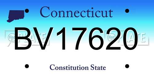 BV17620 Connecticut License Plate