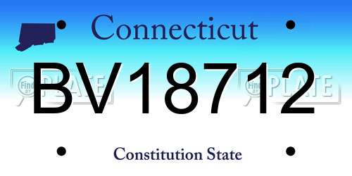 BV18712 Connecticut License Plate