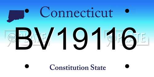 BV19116 Connecticut License Plate