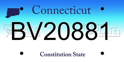 BV20881 Connecticut License Plate