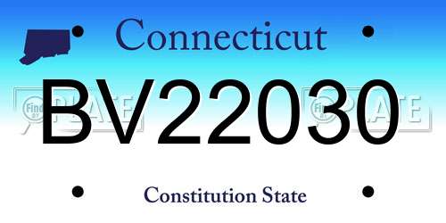 BV22030 Connecticut License Plate