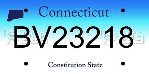 BV23218 Connecticut License Plate