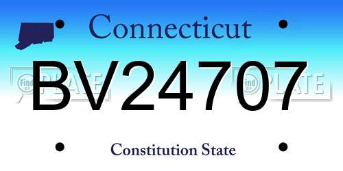 BV24707 Connecticut License Plate
