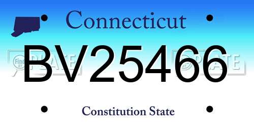 BV25466 Connecticut License Plate