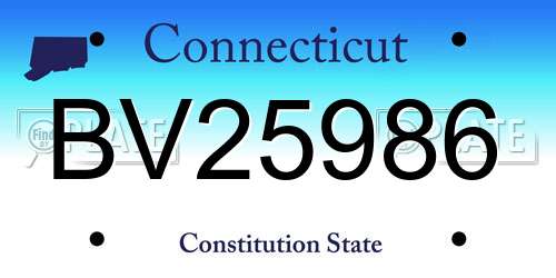 BV25986 Connecticut License Plate