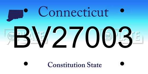 BV27003 Connecticut License Plate
