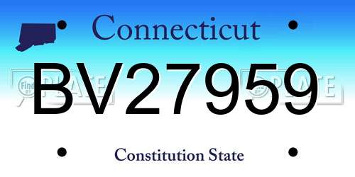 BV27959 Connecticut License Plate