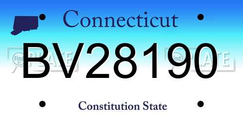 BV28190 Connecticut License Plate