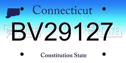 BV29127 Connecticut License Plate
