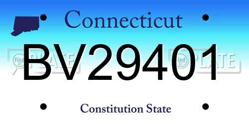 BV29401 Connecticut License Plate