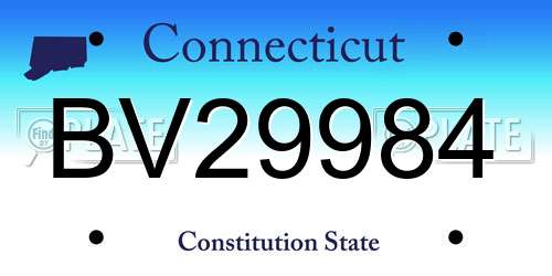 BV29984 Connecticut License Plate