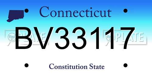 BV33117 Connecticut License Plate