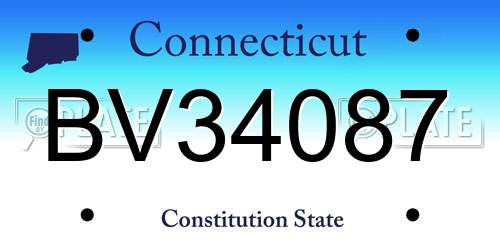 BV34087 Connecticut License Plate