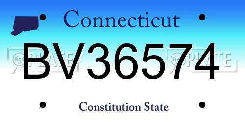 BV36574 Connecticut License Plate