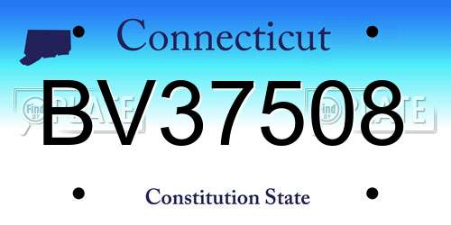 BV37508 Connecticut License Plate