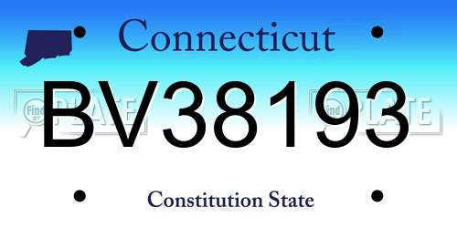 BV38193 Connecticut License Plate