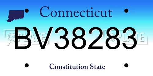 BV38283 Connecticut License Plate