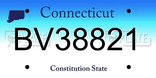 BV38821 Connecticut License Plate
