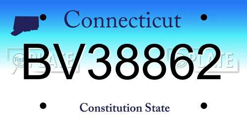 BV38862 Connecticut License Plate