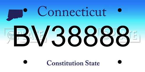 BV38888 Connecticut License Plate