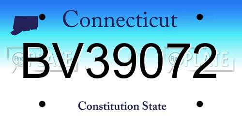 BV39072 Connecticut License Plate