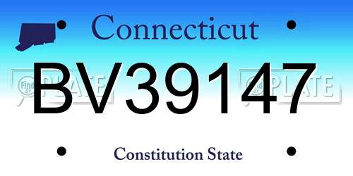 BV39147 Connecticut License Plate