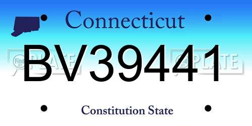 BV39441 Connecticut License Plate