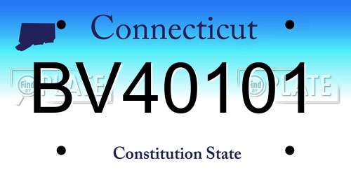 BV40101 Connecticut License Plate