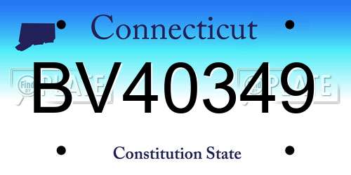 BV40349 Connecticut License Plate