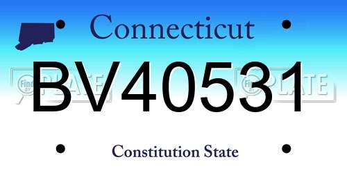 BV40531 Connecticut License Plate