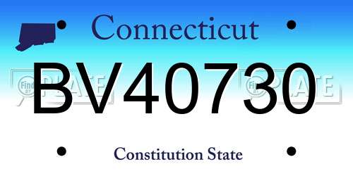 BV40730 Connecticut License Plate
