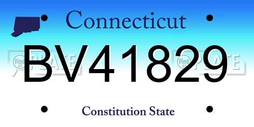 BV41829 Connecticut License Plate