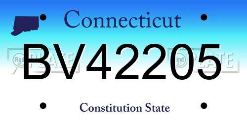 BV42205 Connecticut License Plate