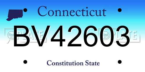 BV42603 Connecticut License Plate