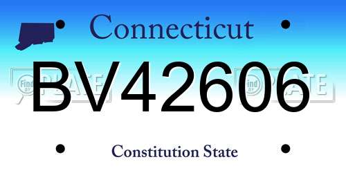 BV42606 Connecticut License Plate