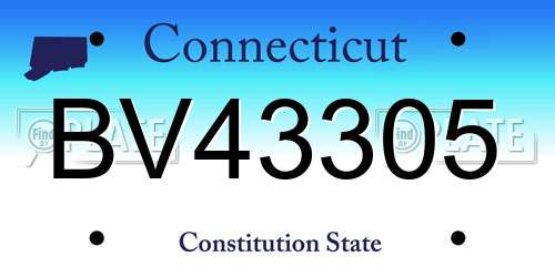 BV43305 Connecticut License Plate