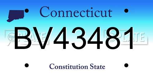 BV43481 Connecticut License Plate