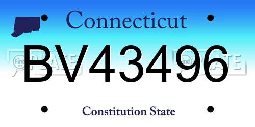 BV43496 Connecticut License Plate