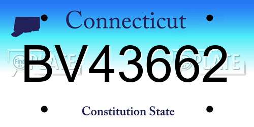 BV43662 Connecticut License Plate