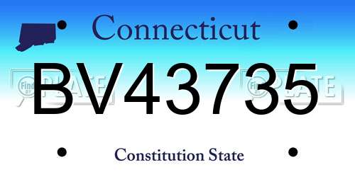 BV43735 Connecticut License Plate