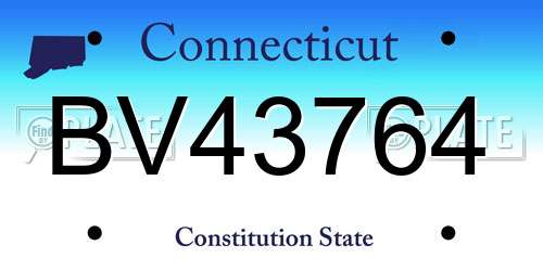 BV43764 Connecticut License Plate