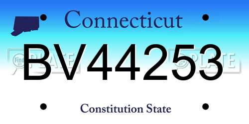 BV44253 Connecticut License Plate
